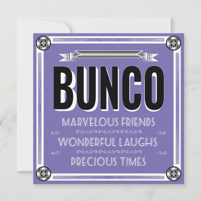 Invitation Typographie vintage violet Bunco (Devant)