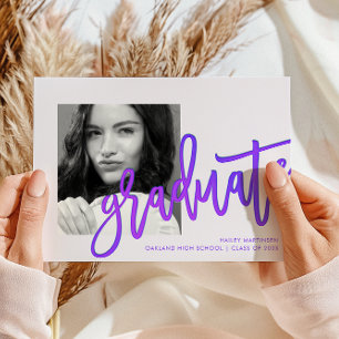 Invitation Typographie violet moderne de l'ombre Photo Grad P