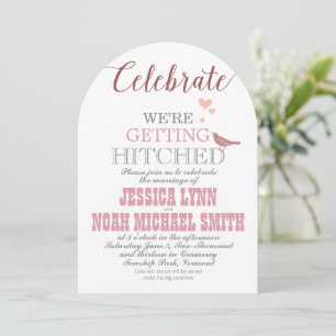 Invitation Typogrphy Dusty Pink Vintage Bird Pastel Mariage