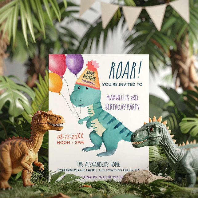Invitation Tyrannosaurus Dinosaur Anniversaire de enfant de l (Créateur téléchargé)