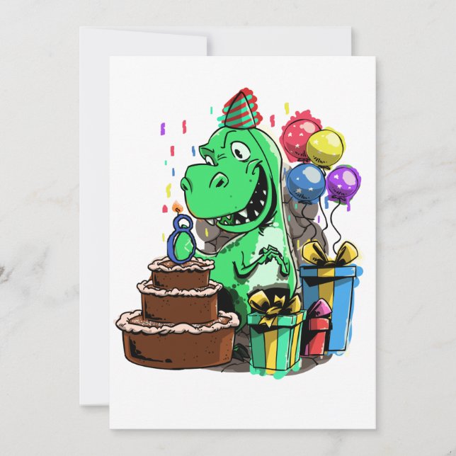 Invitation Tyrannosaurus Rex a 8 ans Fête d'anniversaire de d (Devant)