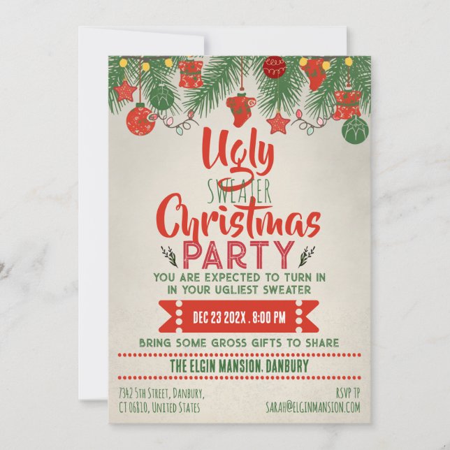 Invitation Ugly Sweater Christmas Party  (Devant)