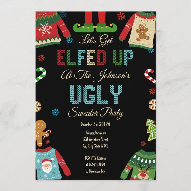 Invitation Ugly Sweater Christmas Party (Devant)