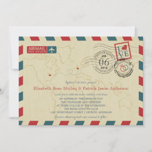 Invitation UK / Michigan USA Airmail Mariage