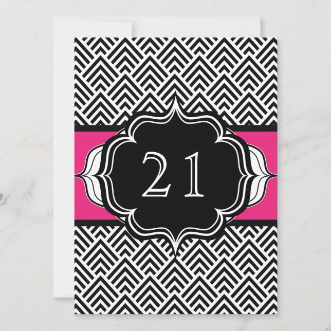 Invitation Ultra Chic 21e Anniversaire ou Chevron d'Enterreme (Devant)
