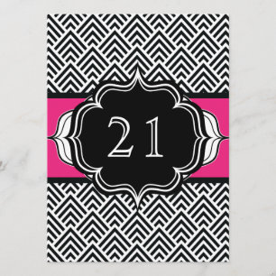 Invitation Ultra Chic 21e Anniversaire ou Chevron d'Enterreme