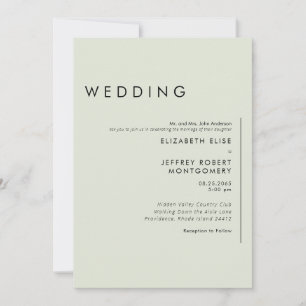 Invitation Ultra Contemporain Mariage Sage