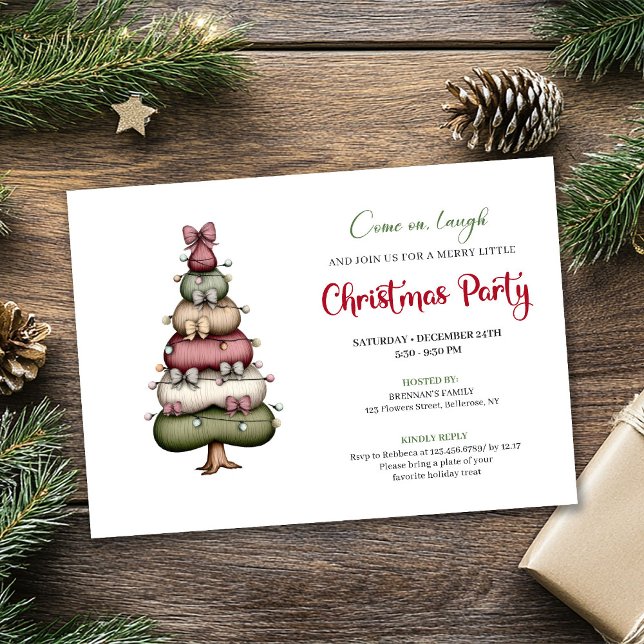 Invitation Ultra modern whimsical Christmas tree party  (Modern Whimsical Christmas Tree Party Invitation)