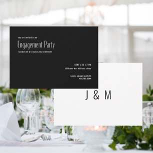 Invitation Ultra Moderne Fête de Fiançailles B/N