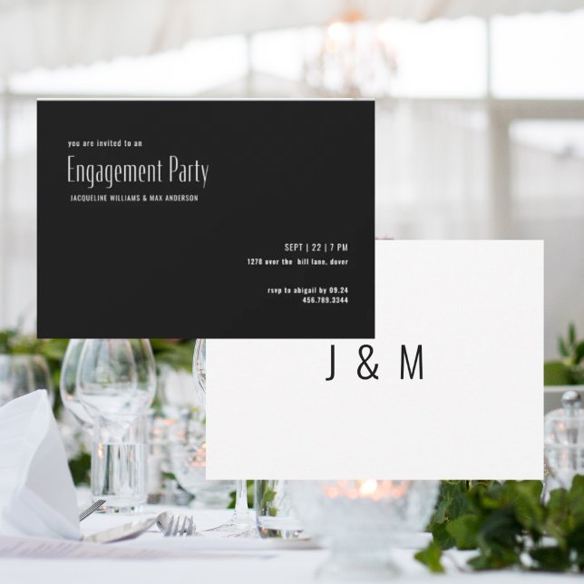 Invitation Ultra Moderne Fête de Fiançailles B/N  (Créateur téléchargé)
