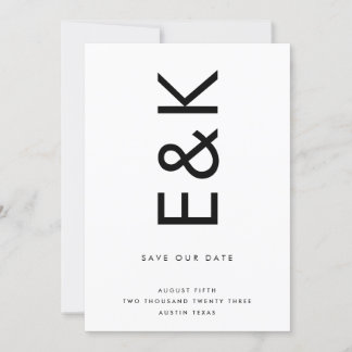 INVITATION ULTRA MODERNE NOMS DE GRAS MONOGRAM ENREGISTRER LA