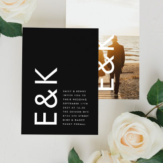 Invitation Ultra moderne | Photo | Mariage monogramme en gras