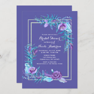 Invitation Ultra Violet et Fête des mariées Florale Aqua