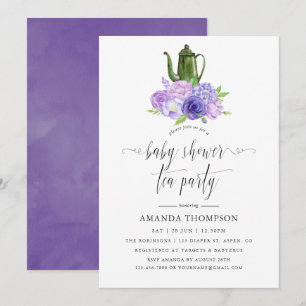 Invitation Ultra Violet Floral Baby shower Tea Party