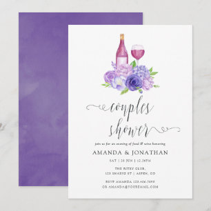 Invitation Ultra Violet Floral Couples Douche Dégustation de