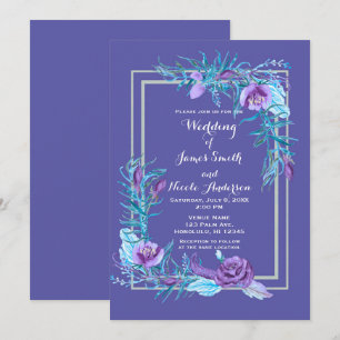 Invitation Ultra violet violet & Aqua Floral Chic Mariage