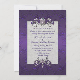 Invitation ultra-violette de mariage damassé