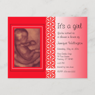 Invitation Ultrason de rouge d'invitation de baby shower