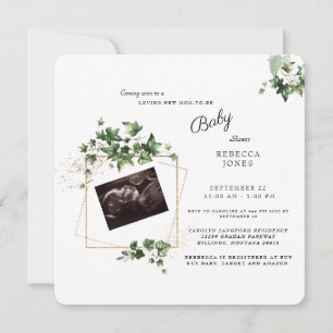 Invitation Ultrasons Bientôt Arrondi Baby shower Carré