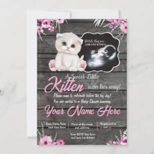 Invitation Ultrasound Baby Cat Baby shower Invitation, rustiq