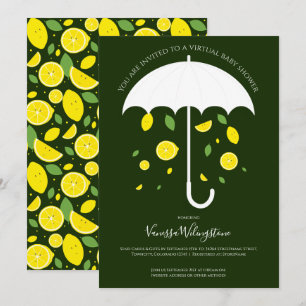 Invitation Umbrella Lemons Green Cartoon Baby shower virtuel