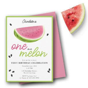 Invitation Un à Melon Watermelon Été 1er Anniversaire