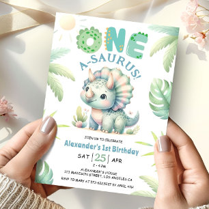 Invitation Un A-Saurus Triceratops Dinosaur 1er anniversaire