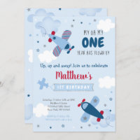 Un Aéronef Mignonne Étoiles Nuages Premier Anniver