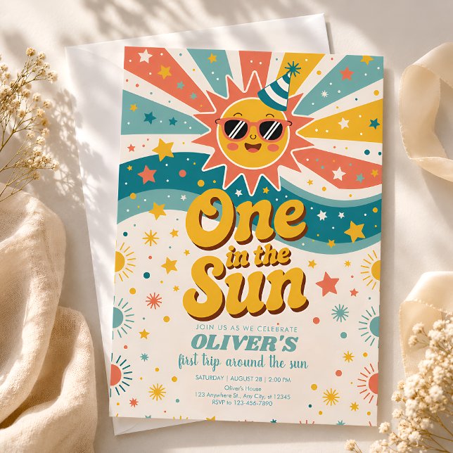Invitation Un an au soleil Anniversaire 1ère année  (Créateur téléchargé)