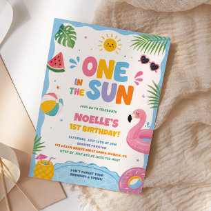 Invitation Un an au soleil Fête d'anniversaire fantaisiste au