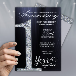 Invitation Un an ensemble diamant gris argent Anniversaire