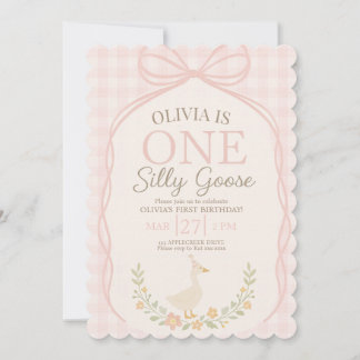 Invitation Un anniversaire de 1 an de la dinde silly rose 