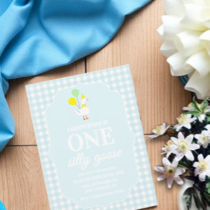 Invitation Un anniversaire de 1 an de l'oie Gingham