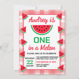 Invitation Un anniversaire de 1 an de pastèque Un dans un mel