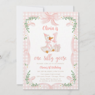 Invitation Un anniversaire de 1 an Silly Goose Arc-en-ciel Ro