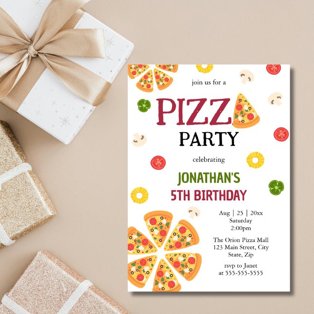 Invitation Un Anniversaire de enfant De Pizza Fun (Créateur téléchargé)