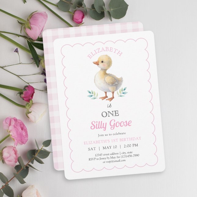 Invitation Un anniversaire de premier anniversaire de fille r (Créateur téléchargé)