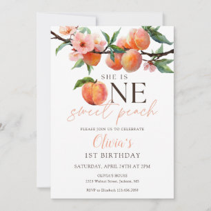 Invitation Un anniversaire doux comme une pêche