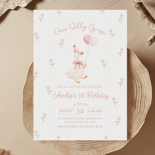 Invitation Un anniversaire floral avec des ballons en forme d