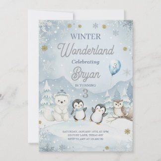 Invitation Un anniversaire merveilleux en plein hiver