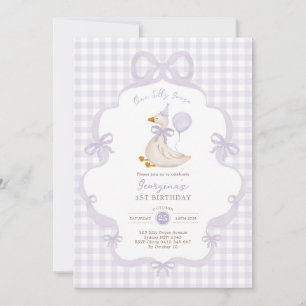 Invitation Un arc en ballon violet pour l'anniversaire des 1