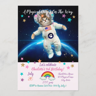 Invitation Un astronaute de chat dans l'espace