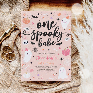 Invitation Un Babe mignonne Éffrayant Halloween Ghost 1er ann