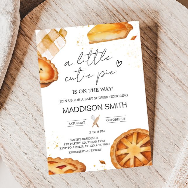 Invitation Un Baby shower À Tarte Un Peu Cutie (Minimalist Little Cutie Pie Baby Shower Invitation)