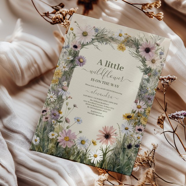 Invitation Un Baby shower À Thème Boho Un Peu Fleur sauvage (Créateur téléchargé)