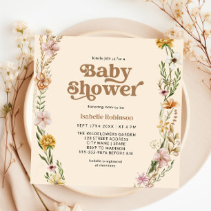 Invitation Un Baby shower À Thème Boho Un Peu Fleur sauvage