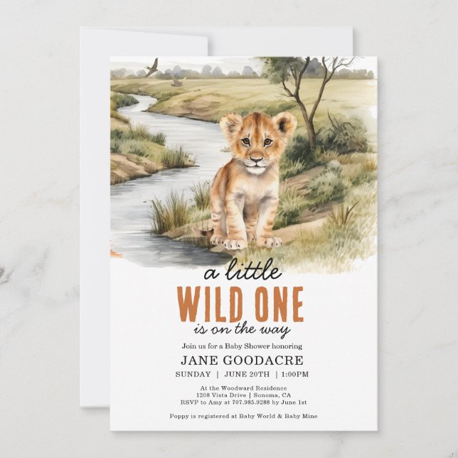 Invitation Un Baby shower animalier Un Peu Sauvage (Devant)