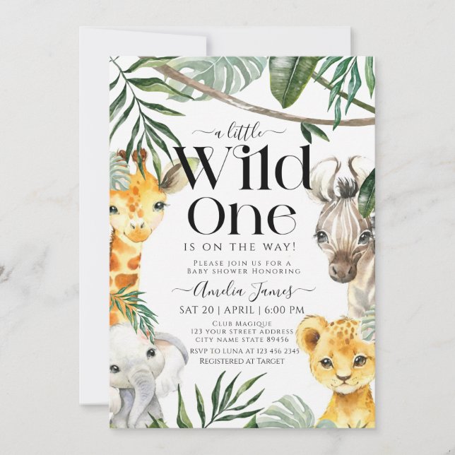 Invitation Un Baby shower animalier Un Peu Sauvage Un Safari  (Devant)