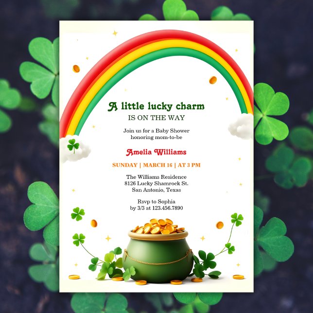 Invitation Un Baby shower Arc En Ciel Un Peu Chanceux (A Little Lucky Charm Rainbow Baby Shower Invitation)