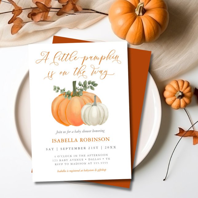 Invitation Un Baby shower Automne Un Peu Citrouille | Neutre  (little pumpkin fall baby shower invitation
)